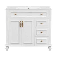 Bellemave® 36" Bathroom Vanity with Sink, Flip - Out Drawer, 3 Drawers, 2 Soft - Close Doors,Elegant Gold Hardware - Bellemave