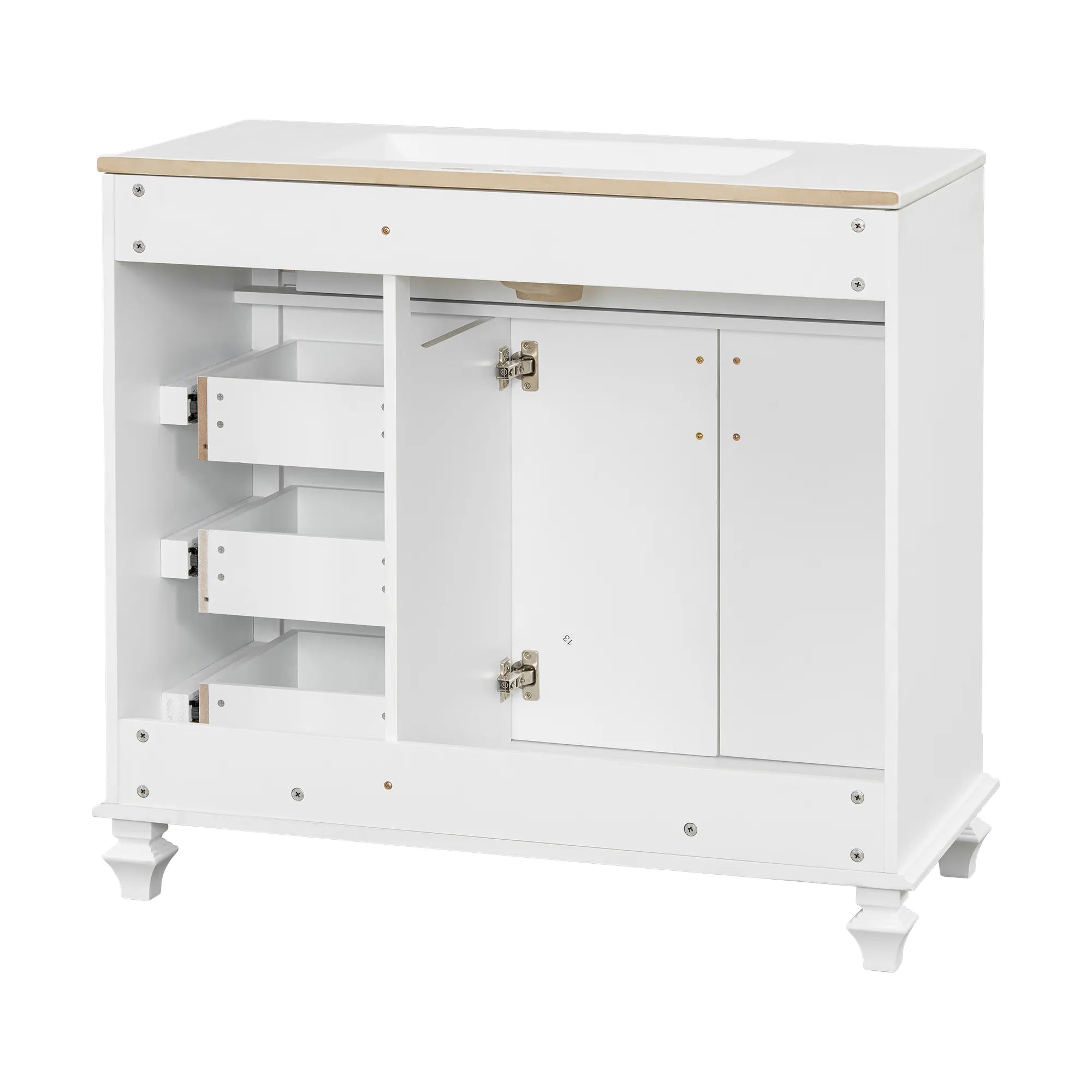 Bellemave® 36" Bathroom Vanity with Sink, Flip - Out Drawer, 3 Drawers, 2 Soft - Close Doors,Elegant Gold Hardware - Bellemave