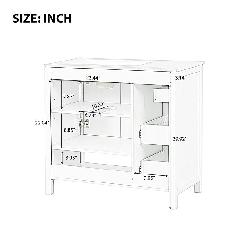 Bellemave® 36" Bathroom Vanity with Sink Top, Two Doors and Two Drawers - Bellemave
