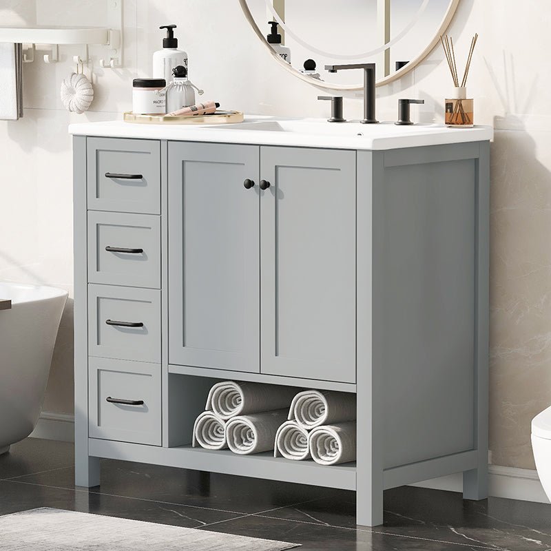Bellemave® 36" Bathroom Vanity with Sink Top, Two Doors and Two Drawers - Bellemave