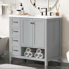 Bellemave® 36" Bathroom Vanity with Sink Top, Two Doors and Two Drawers - Bellemave