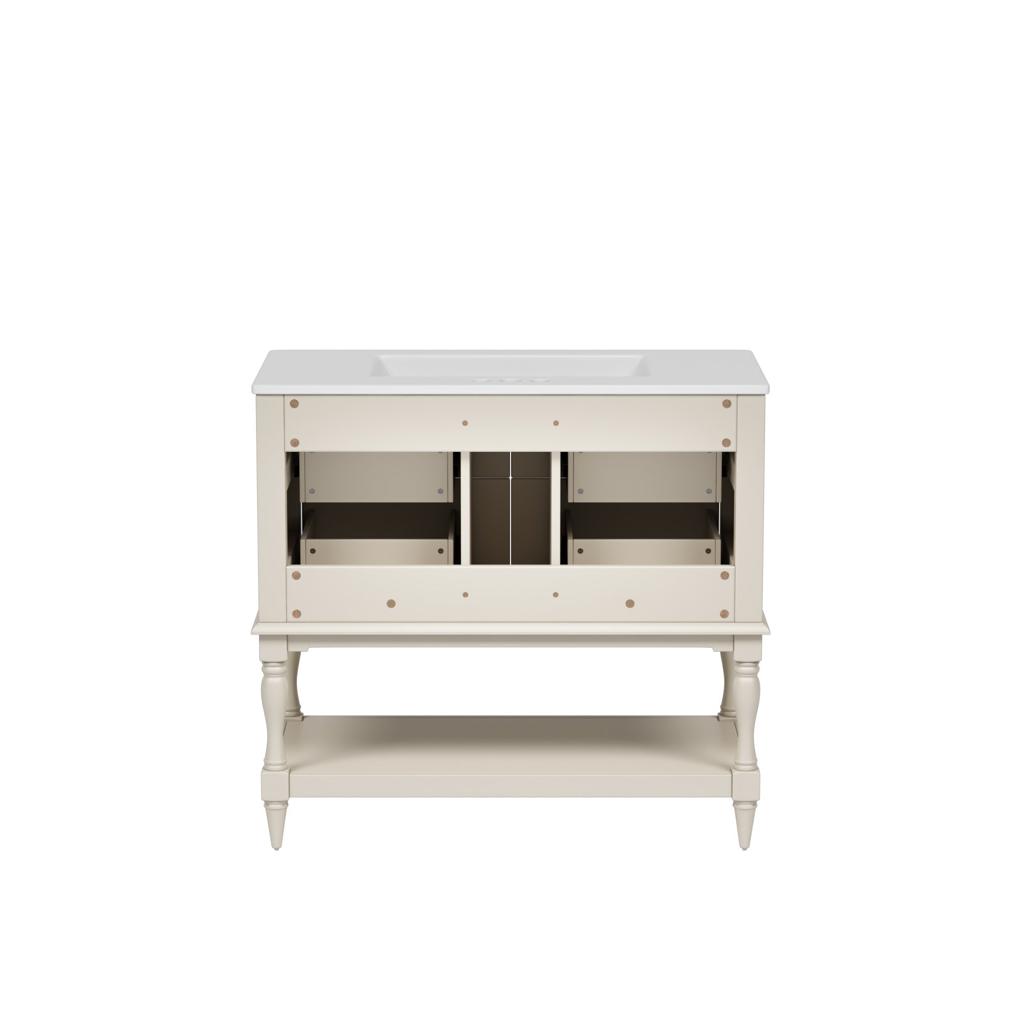 Bellemave® 36 Inch Bathroom Vanity with Sink, Beige, 4 Drawers & Open Shelf, Ceramic Undermount Basin, Solid Wood Frame - Bellemave