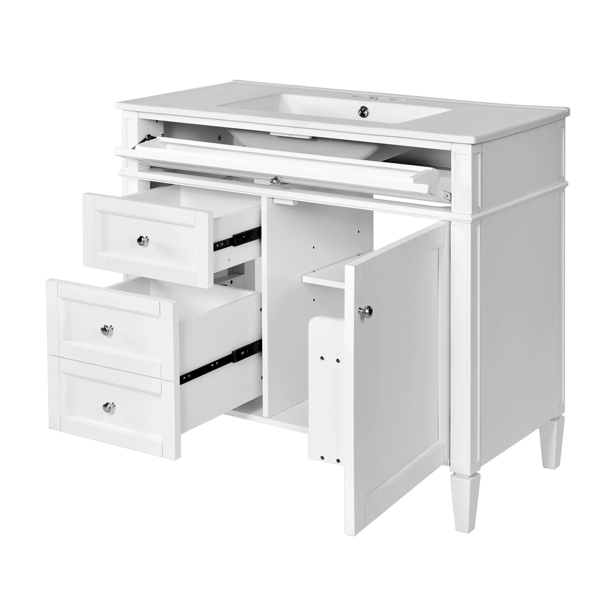 Bellemave® 36 Inch Bathroom Vanity with Sink, Modern Single Sink Bathroom Vanity Cabinet with Storage Drawers and Tip-Out Drawer - Bellemave