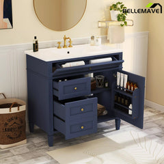 Bellemave® 36 Inch Bathroom Vanity with Sink, Modern Single Sink Bathroom Vanity Cabinet with Storage Drawers and Tip-Out Drawer - Bellemave