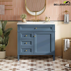 Bellemave® 36 Inch Bathroom Vanity with Sink, Modern Single Sink Bathroom Vanity Cabinet with Storage Drawers and Tip-Out Drawer - Bellemave