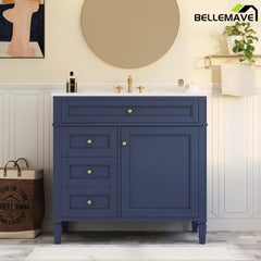 Bellemave® 36 Inch Bathroom Vanity with Sink, Modern Single Sink Bathroom Vanity Cabinet with Storage Drawers and Tip-Out Drawer - Bellemave