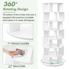 Bellemave® 360° Revolving Shoe Rack Tower, 7 - Tier Spinning Shoe Shelf with 5 Grids Per Layer - Bellemave