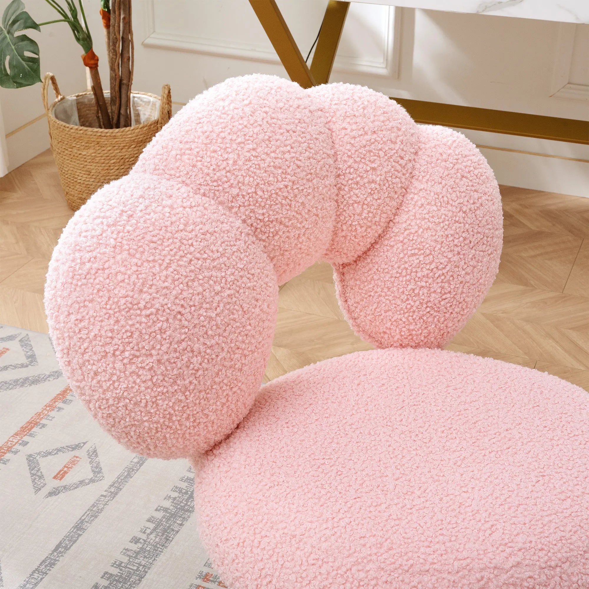 Bellemave® 360° Swivel Height Adjustable Teddy Fabric Swivel Chair - Bellemave