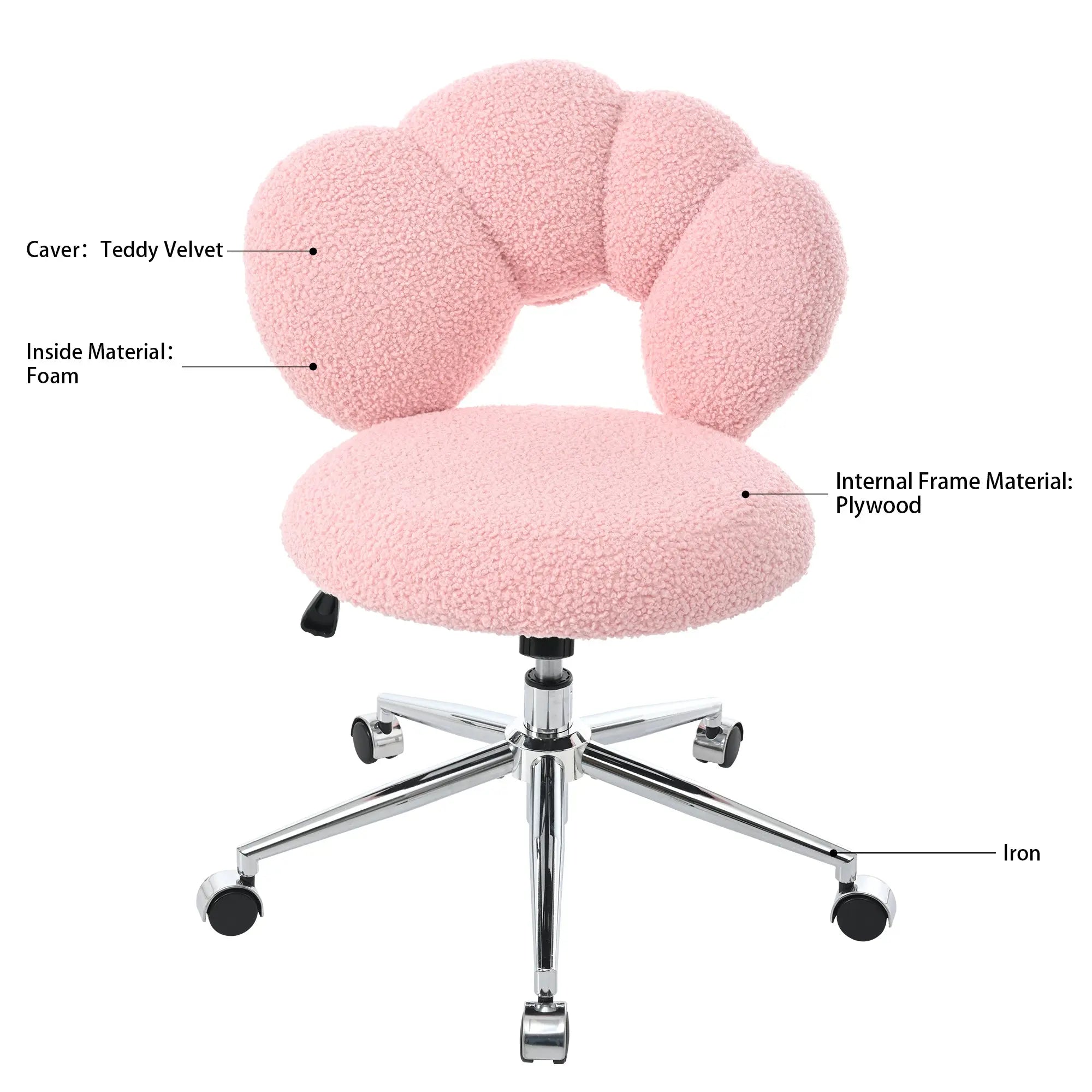 Bellemave® 360° Swivel Height Adjustable Teddy Fabric Swivel Chair - Bellemave