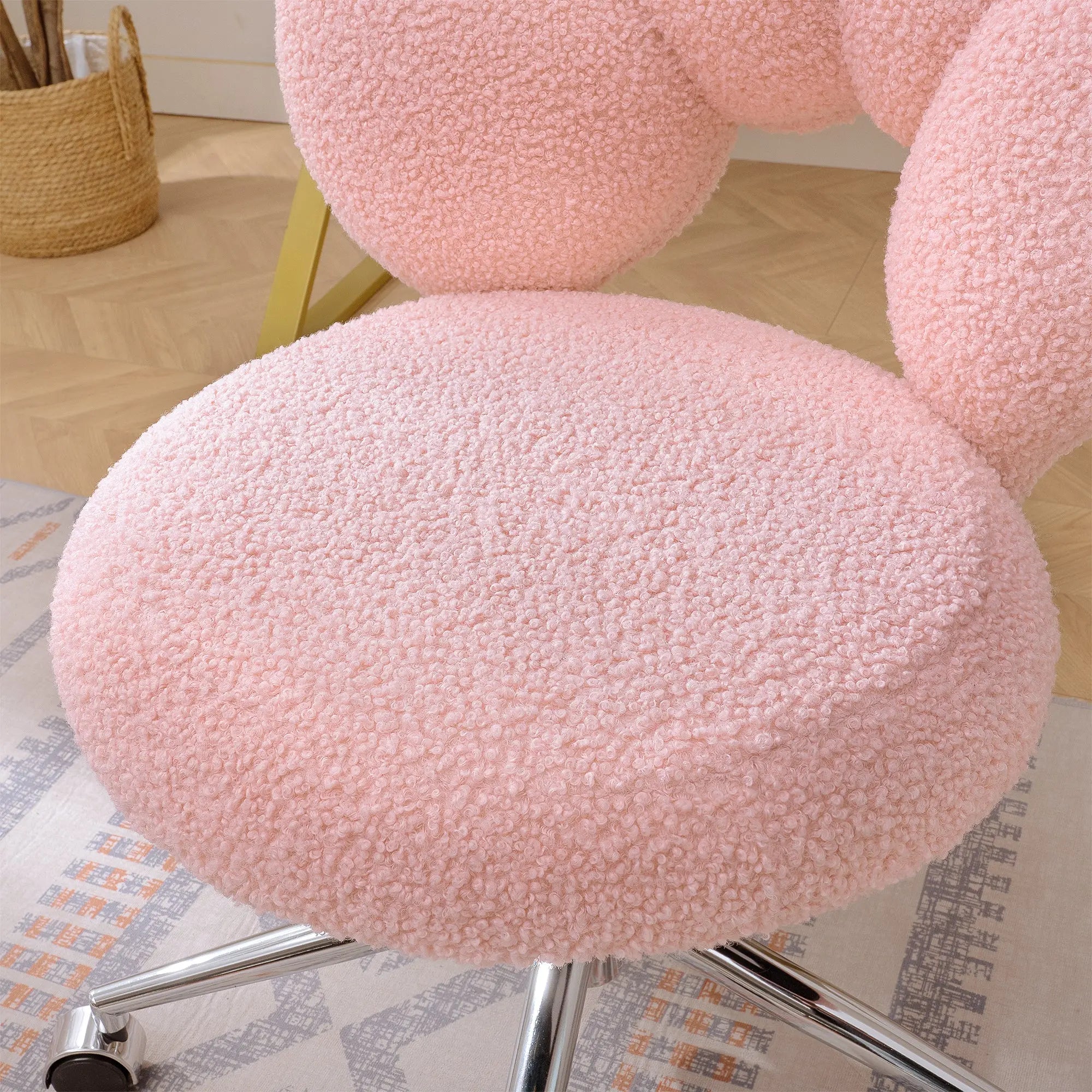 Bellemave® 360° Swivel Height Adjustable Teddy Fabric Swivel Chair - Bellemave