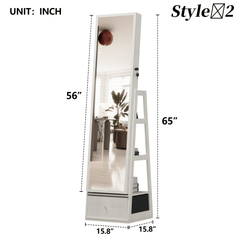 Bellemave® 360°Swivel Jewelry Cabinet with Full Length Mirror, 360°Rotating Standing Jewelry Armoire Organizer, Lockable Storage Cabinet, Interior Lighted Mirror, Black - Bellemave