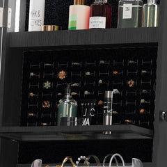 Bellemave® 360°Swivel Jewelry Cabinet with Full Length Mirror, 360°Rotating Standing Jewelry Armoire Organizer, Lockable Storage Cabinet, Interior Lighted Mirror, Black - Bellemave