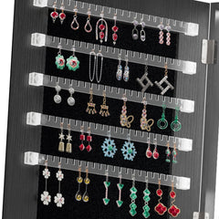 Bellemave® 360°Swivel Jewelry Cabinet with Full Length Mirror, 360°Rotating Standing Jewelry Armoire Organizer, Lockable Storage Cabinet, Interior Lighted Mirror, Black - Bellemave