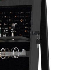 Bellemave® 360°Swivel Jewelry Cabinet with Full Length Mirror, 360°Rotating Standing Jewelry Armoire Organizer, Lockable Storage Cabinet, Interior Lighted Mirror, Black - Bellemave