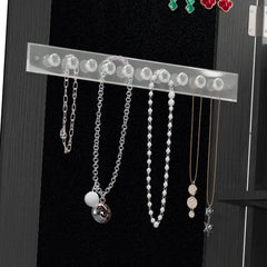 Bellemave® 360°Swivel Jewelry Cabinet with Full Length Mirror, 360°Rotating Standing Jewelry Armoire Organizer, Lockable Storage Cabinet, Interior Lighted Mirror, Black - Bellemave