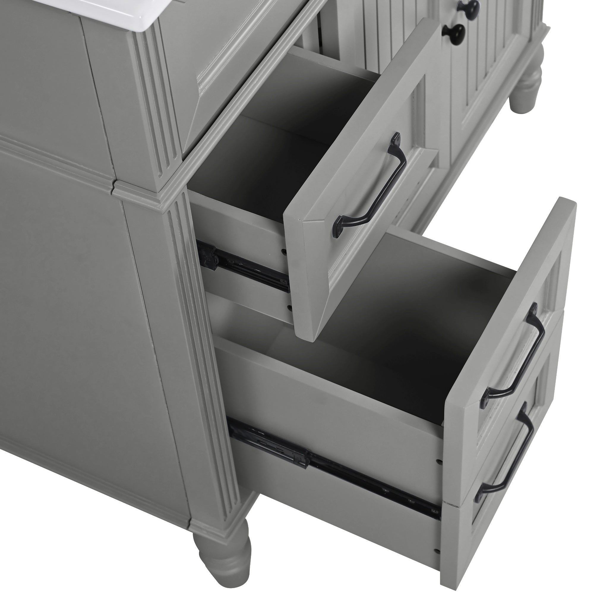 Bellemave® 36in Vintage Style Bathroom Vanity Cabinet with Sink, Storage Drawers & Cabinet, Small Single Bath Storage Vanity Sink Set - Bellemave