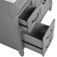 Bellemave® 36in Vintage Style Bathroom Vanity Cabinet with Sink, Storage Drawers & Cabinet, Small Single Bath Storage Vanity Sink Set - Bellemave