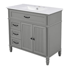 Bellemave® 36in Vintage Style Bathroom Vanity Cabinet with Sink, Storage Drawers & Cabinet, Small Single Bath Storage Vanity Sink Set - Bellemave