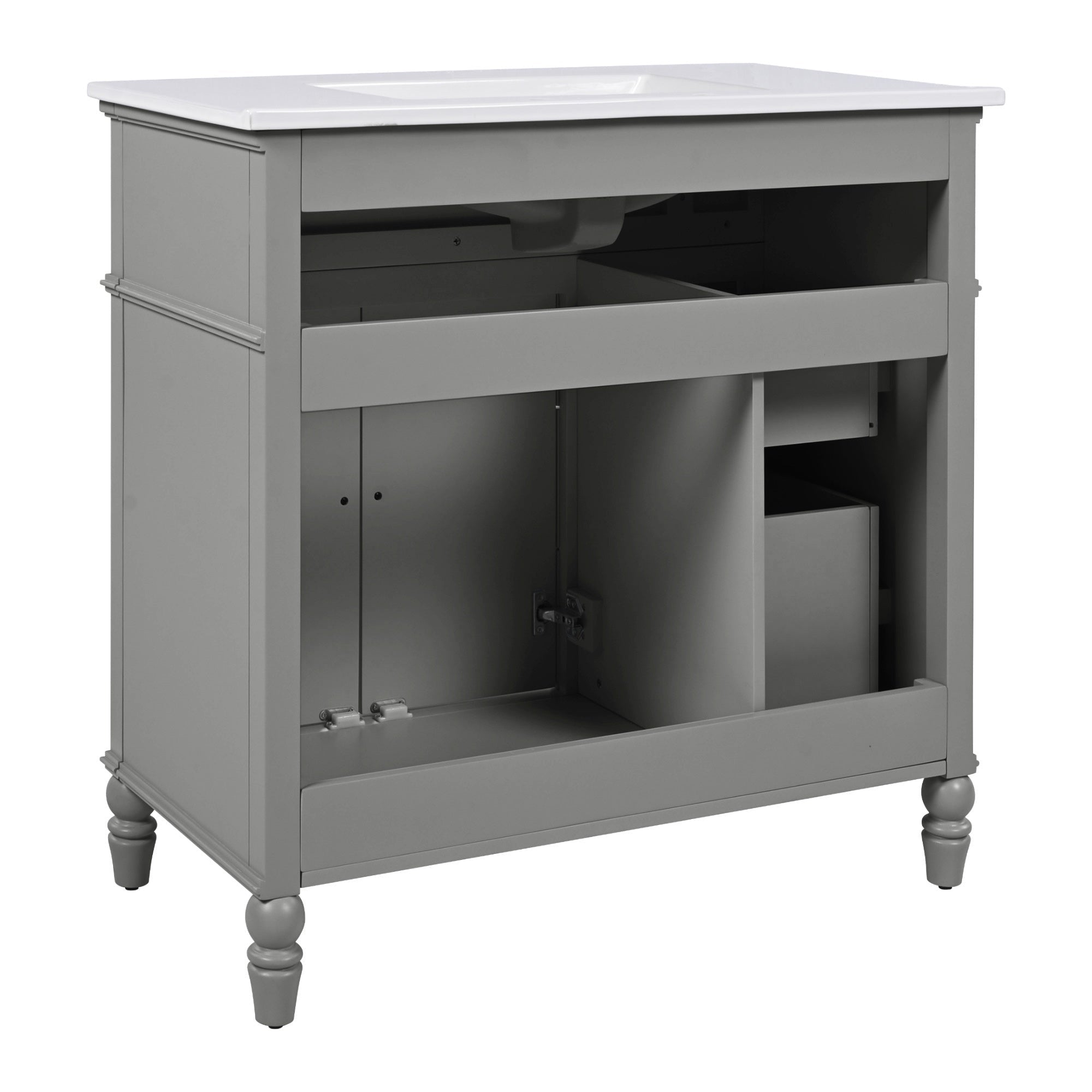 Bellemave® 36in Vintage Style Bathroom Vanity Cabinet with Sink, Storage Drawers & Cabinet, Small Single Bath Storage Vanity Sink Set - Bellemave