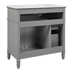 Bellemave® 36in Vintage Style Bathroom Vanity Cabinet with Sink, Storage Drawers & Cabinet, Small Single Bath Storage Vanity Sink Set - Bellemave