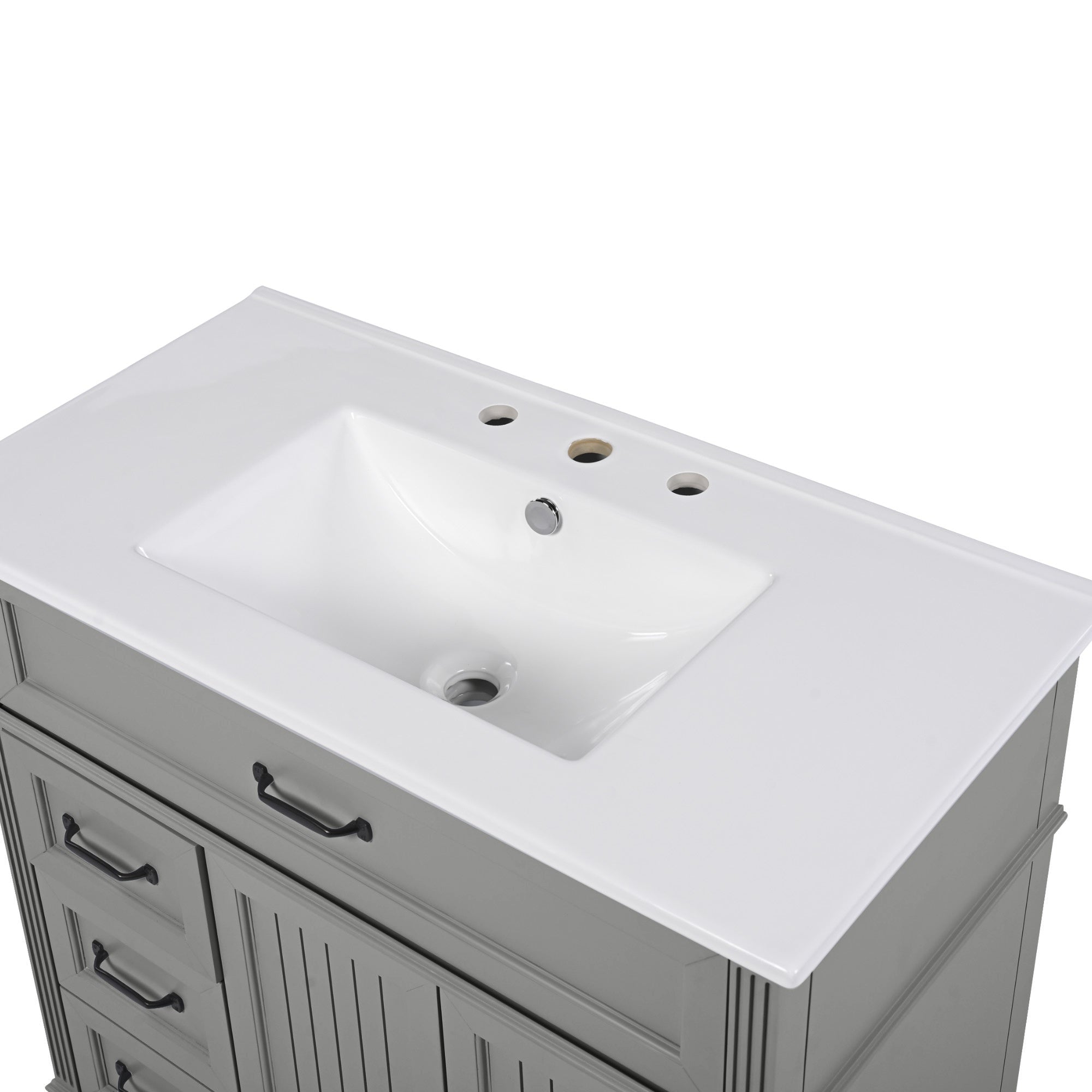 Bellemave® 36in Vintage Style Bathroom Vanity Cabinet with Sink, Storage Drawers & Cabinet, Small Single Bath Storage Vanity Sink Set - Bellemave