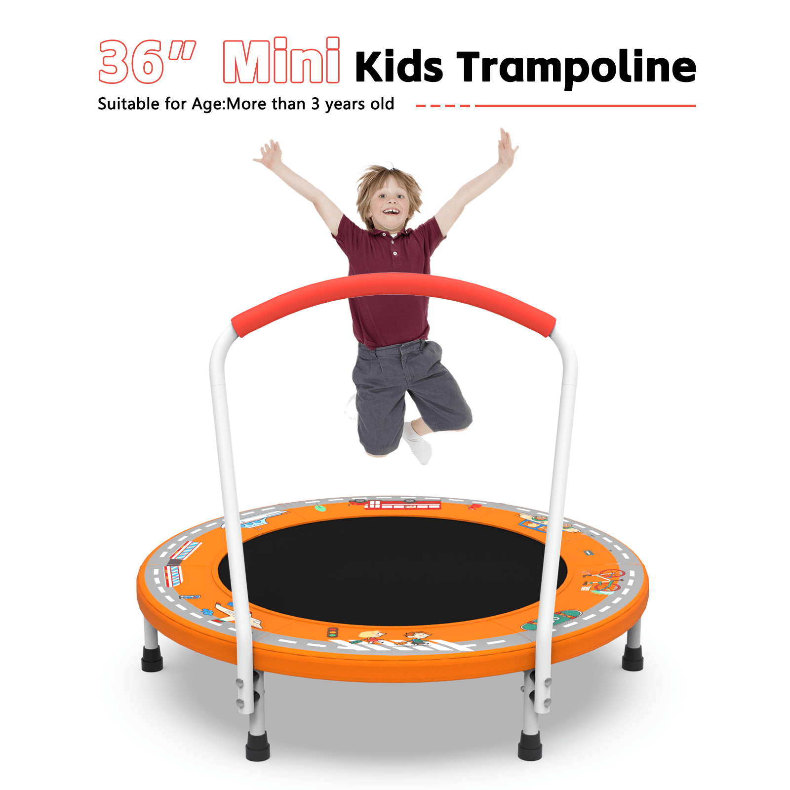Bellemave® 36inch Mini Trampoline for Kids Ages 1 - 6 Indoor Outdoor Trampoline with Handle - Bellemave