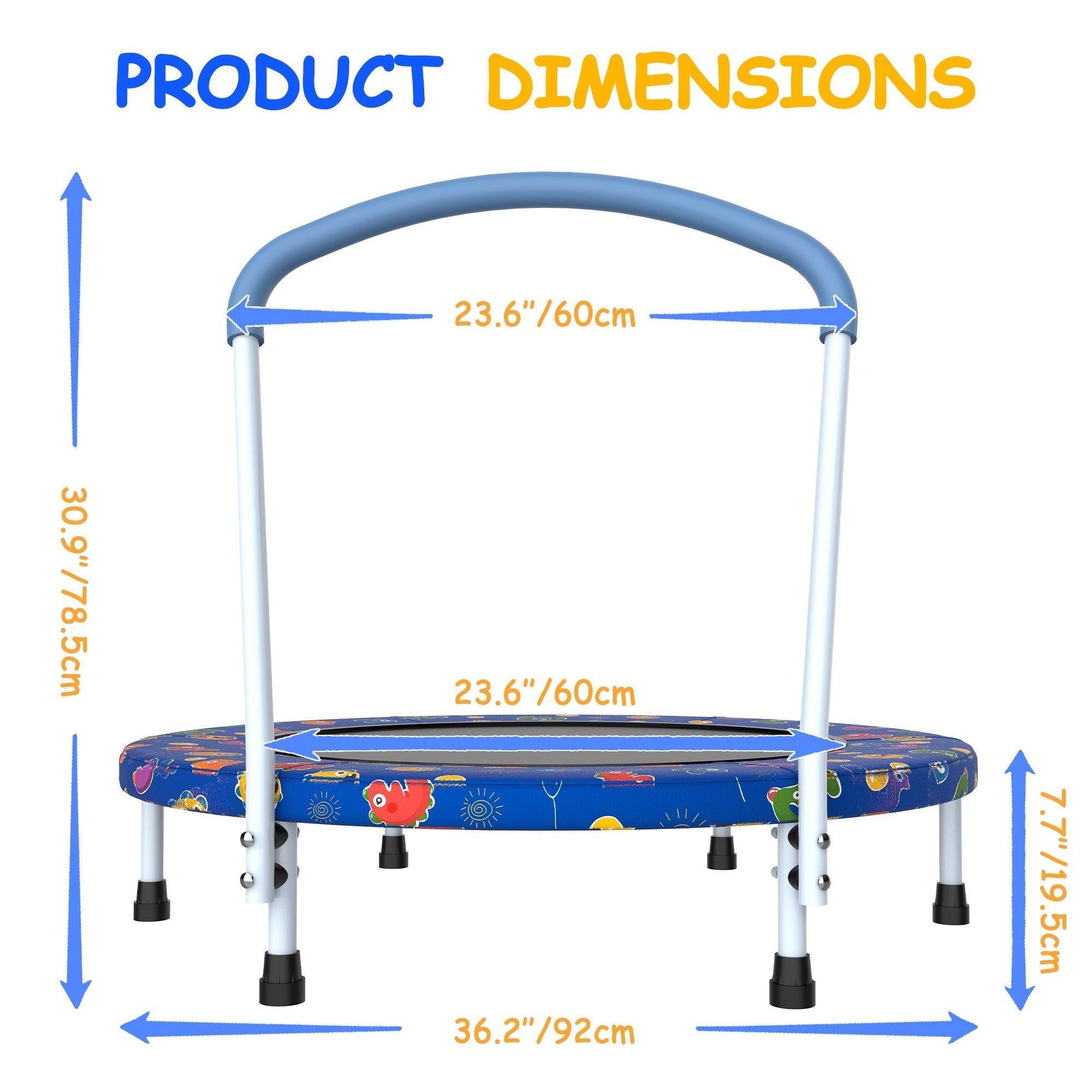 Bellemave® 36inch Mini Trampoline for Kids Ages 1 - 6 Indoor Outdoor Trampoline with Handle - Bellemave