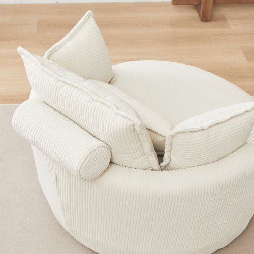 Bellemave® 38" Oversized Swivel Chair with Moon Storage Ottoman and 4 Pillows - Bellemave