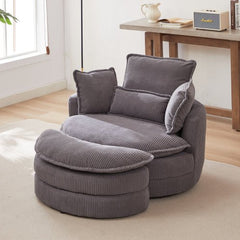 Bellemave® 38" Oversized Swivel Chair with Moon Storage Ottoman and 4 Pillows - Bellemave
