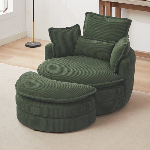 Bellemave® 38" Oversized Swivel Chair with Moon Storage Ottoman and 4 Pillows - Bellemave