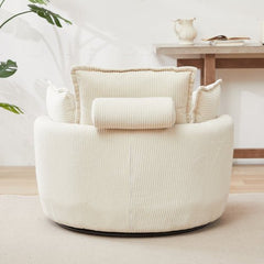 Bellemave® 38" Oversized Swivel Chair with Moon Storage Ottoman and 4 Pillows - Bellemave
