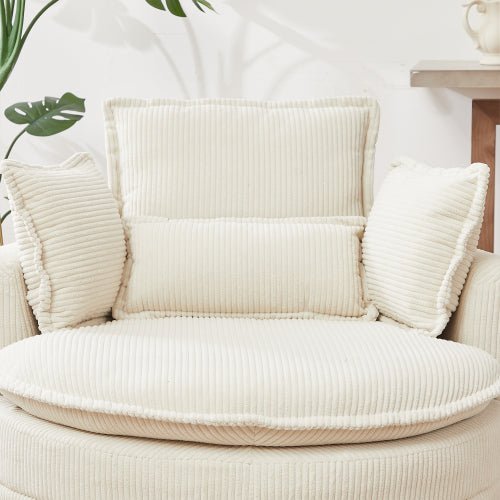 Bellemave® 38" Oversized Swivel Chair with Moon Storage Ottoman and 4 Pillows - Bellemave