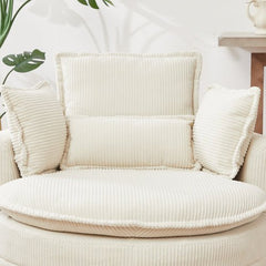 Bellemave® 38" Oversized Swivel Chair with Moon Storage Ottoman and 4 Pillows - Bellemave