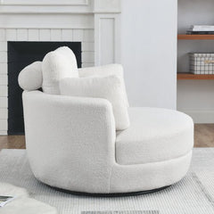 Bellemave® 39" Oversized Swivel Chair with Moon Storage Ottoman and 4 Pillows - Bellemave