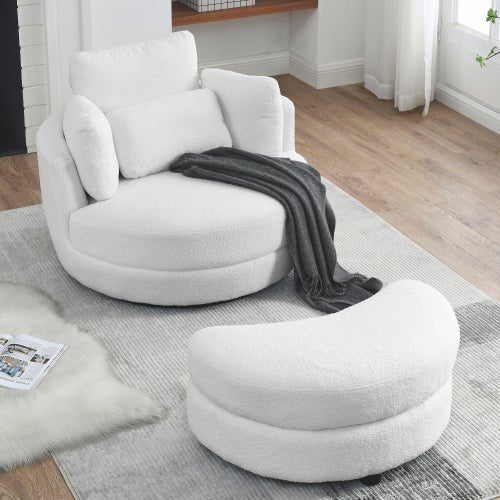 Bellemave® 39" Oversized Swivel Chair with Moon Storage Ottoman and 4 Pillows - Bellemave