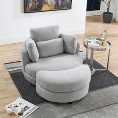 Bellemave® 39" Oversized Swivel Chair with Moon Storage Ottoman and 4 Pillows - Bellemave