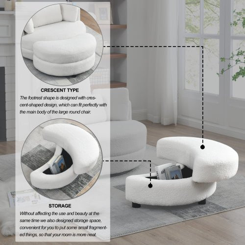 Bellemave® 39" Oversized Swivel Chair with Moon Storage Ottoman and 4 Pillows - Bellemave