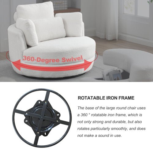 Bellemave® 39" Oversized Swivel Chair with Moon Storage Ottoman and 4 Pillows - Bellemave