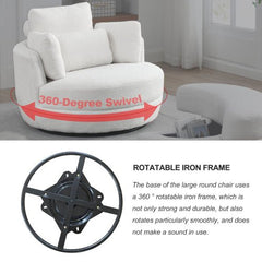 Bellemave® 39" Oversized Swivel Chair with Moon Storage Ottoman and 4 Pillows - Bellemave