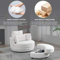 Bellemave® 39" Oversized Swivel Chair with Moon Storage Ottoman and 4 Pillows - Bellemave