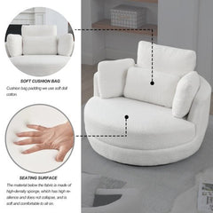 Bellemave® 39" Oversized Swivel Chair with Moon Storage Ottoman and 4 Pillows - Bellemave