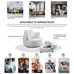 Bellemave® 39" Oversized Swivel Chair with Moon Storage Ottoman and 4 Pillows - Bellemave