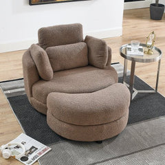 Bellemave® 39" Oversized Swivel Chair with Moon Storage Ottoman and 4 Pillows - Bellemave