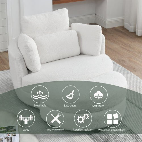 Bellemave® 39" Oversized Swivel Chair with Moon Storage Ottoman and 4 Pillows - Bellemave