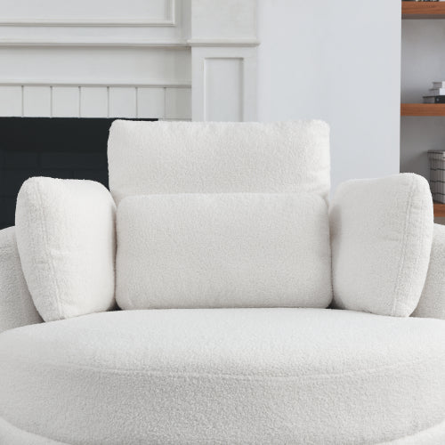 Bellemave® 39" Oversized Swivel Chair with Moon Storage Ottoman and 4 Pillows - Bellemave