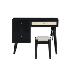 Bellemave® 39" Retro Bohemian Style Wooden Makeup Vanity Set with Charging Plug USB Port and Stool - Bellemave