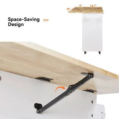 Bellemave® 39" Rolling Kitchen Island with Rubber Wood Top, Spacious Drawer with Divider and Internal Storage Rack, Adjustable Shelf Tower Rack - Bellemave