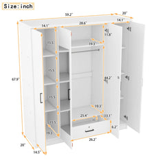 Bellemave® 4 - Door Mirror Wardrobe with Shelves - Bellemave