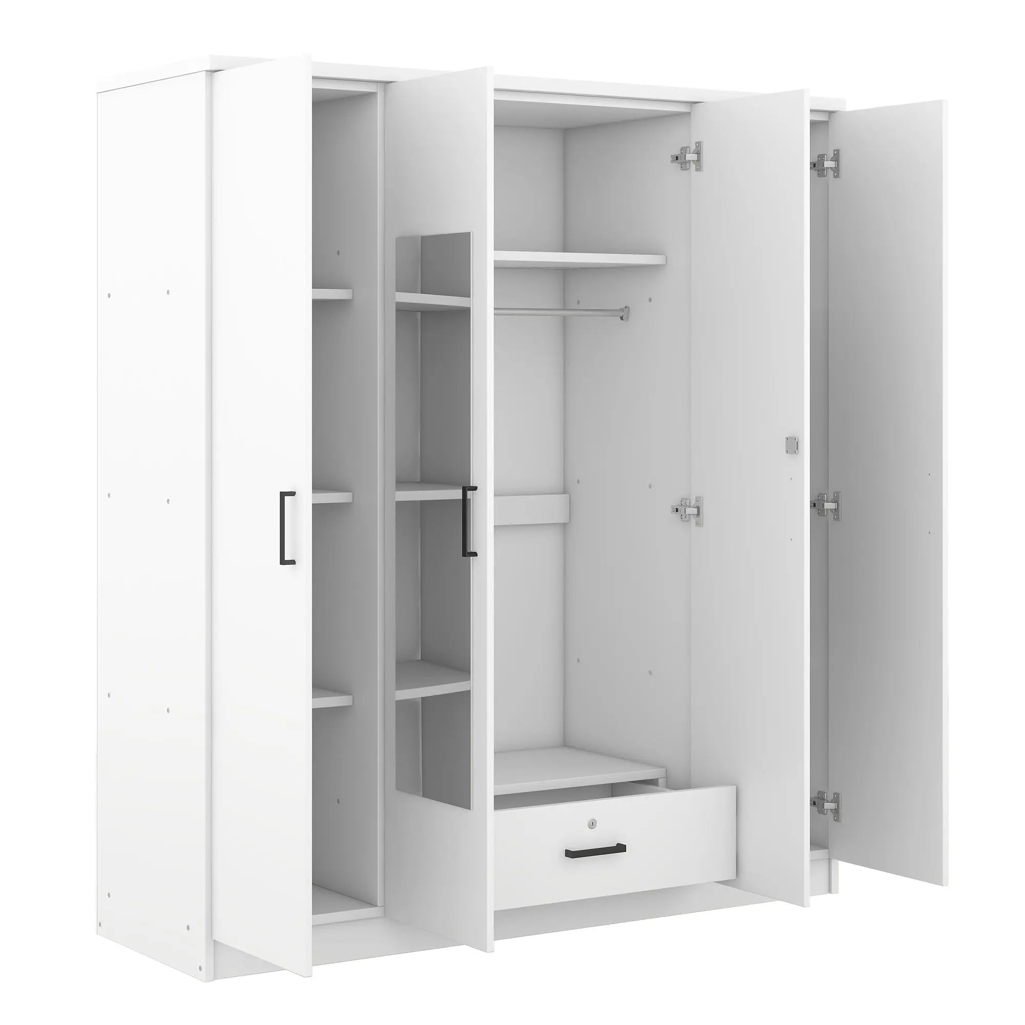 Bellemave® 4 - Door Mirror Wardrobe with Shelves - Bellemave