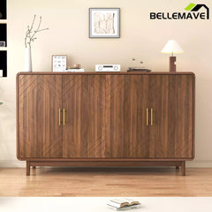 Bellemave® 4 Door Wooden Storage Cabinet - Farmhouse Style Sideboard with Adjustable Shelves for Living Room, Kitchen, Dining Room, entryway - Bellemave
